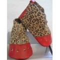 Zippity Red and Leopard Print Leather Soft Shoes